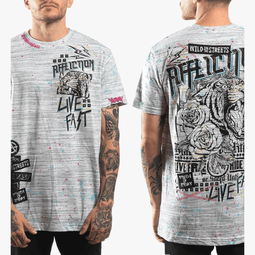 Affliction Mens Blactop Short Sleeve Tee White Grey Affliction