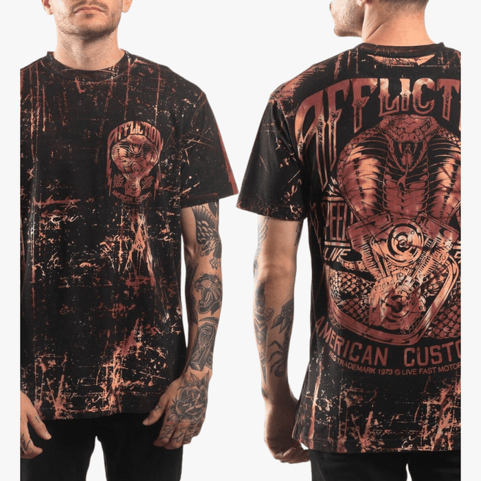 Affliction Mens Custom Speed Short Sleeve Tee Swirl Tie Dye Affliction
