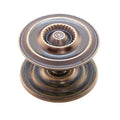 Antique Brass Sheraton Knob with Backplate, 2" Diameter - Paxton Hardware
