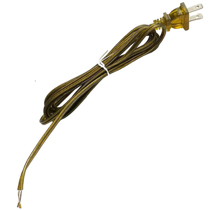 An antique gold lamp cord set with a plug designed ideal for vintage lamps.