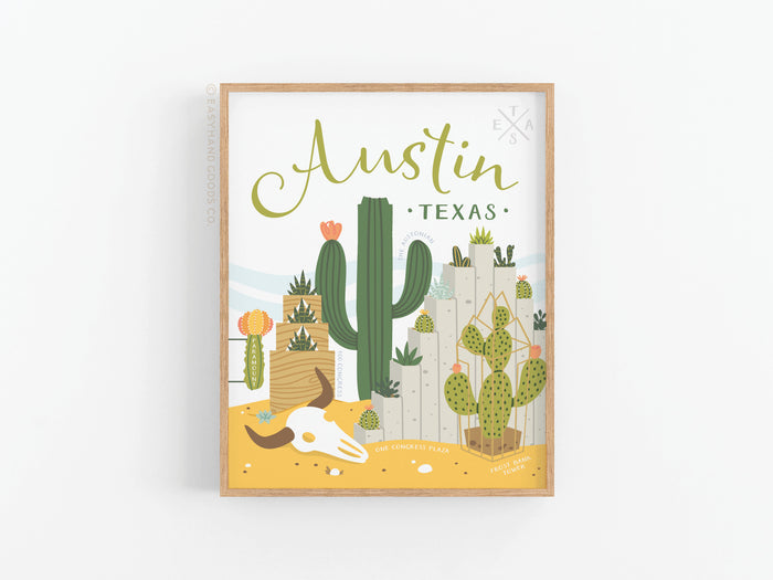 Austin Succulent Skyline Art Print - Onderkast Studio