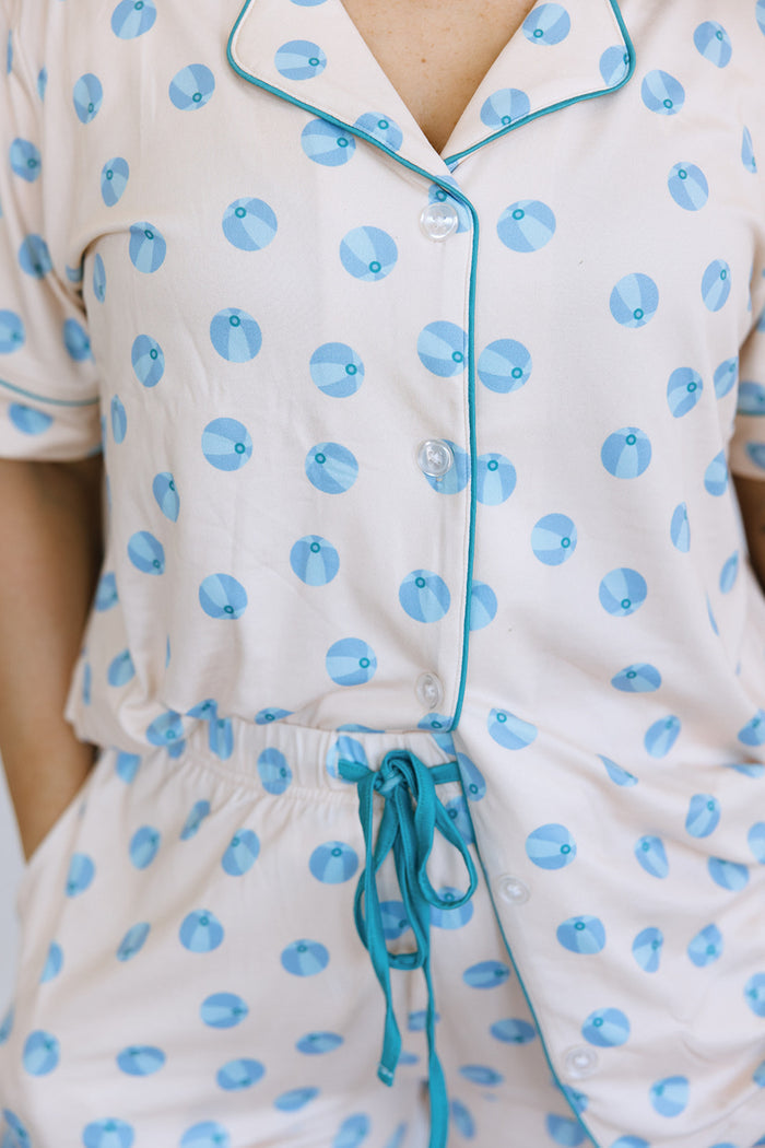 BEACH BALL | WOMEN'S BUTTON UP SHORT SLEEVE SET
