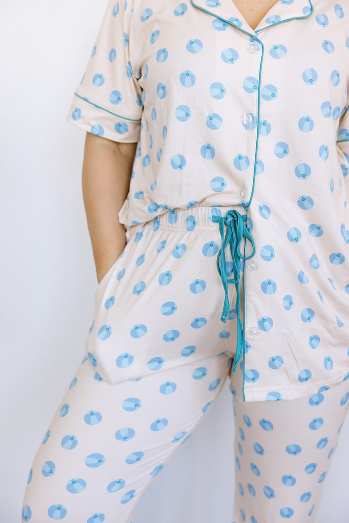 BEACH BALL | WOMEN'S BUTTON UP SHORT SLEEVE SET