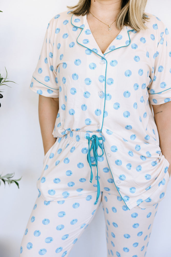 BEACH BALL | WOMEN'S BUTTON UP SHORT SLEEVE SET