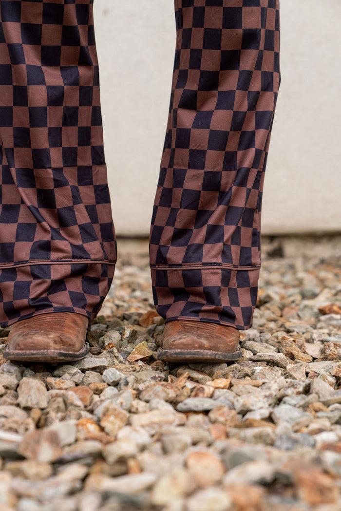 BLACK + BROWN CHECKER | WOMEN'S BUTTON UP SHORT SLEEVE SET