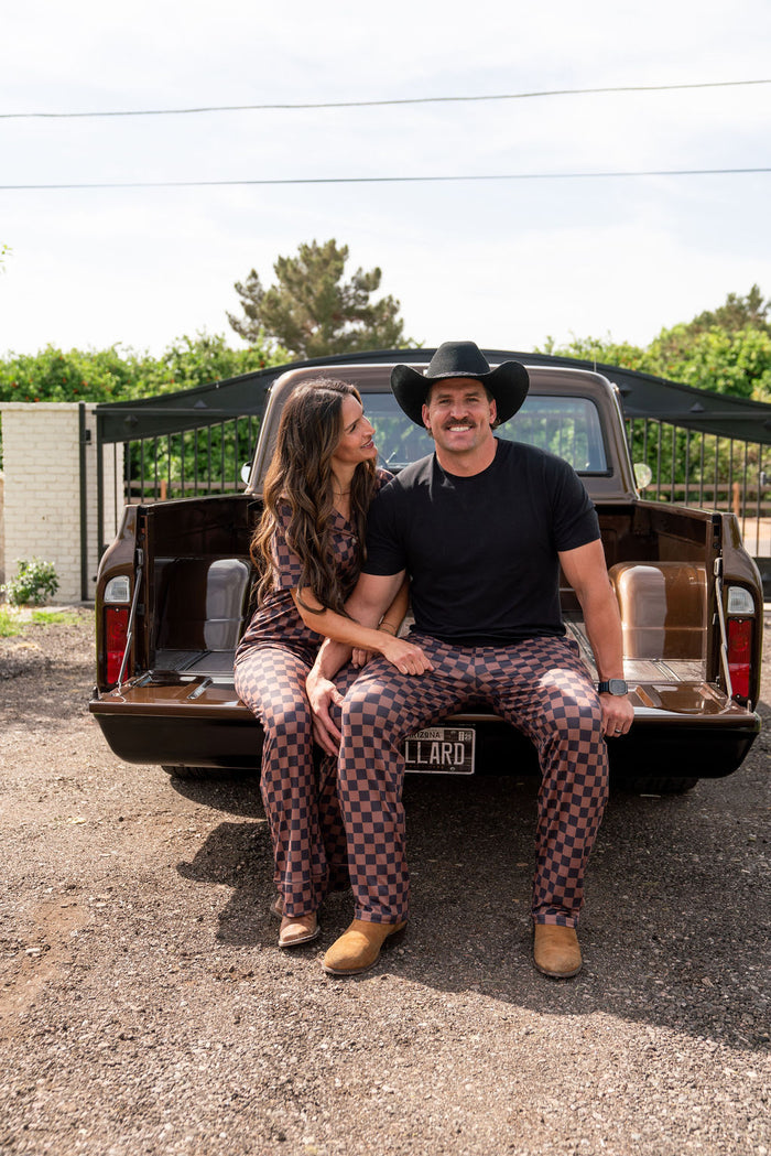 BLACK + BROWN CHECKER | WOMEN'S BUTTON UP SHORT SLEEVE SET
