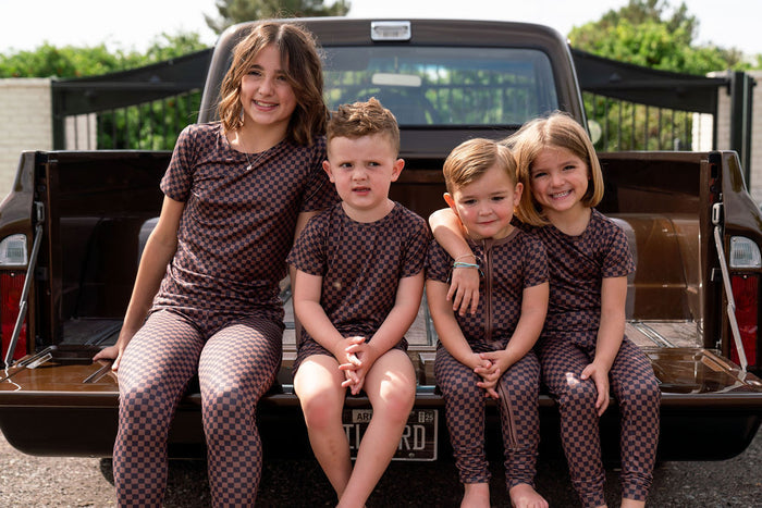 BLACK + BROWN MINI CHECKER | SHORT SET