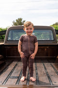 BLACK + BROWN MINI CHECKER | SHORT SLEEVE ZIPPER ONE PIECE