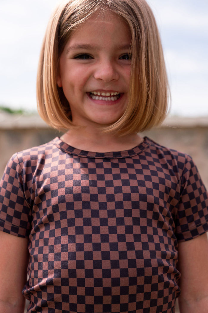 BLACK + BROWN MINI CHECKER | SHORT SLEEVE