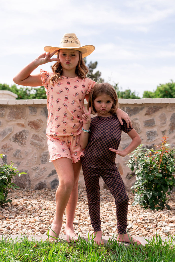 BLACK + BROWN MINI CHECKER | SHORT SLEEVE