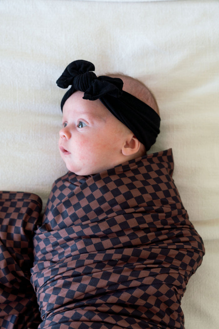 BLACK + BROWN MINI CHECKER | SWADDLE