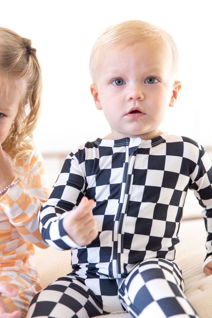 BLACK + WHITE CHECKER | FOOTIE ONE PIECE