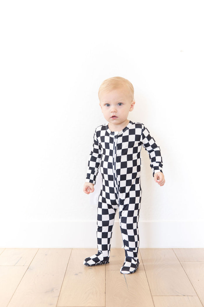 BLACK + WHITE CHECKER | FOOTIE ONE PIECE