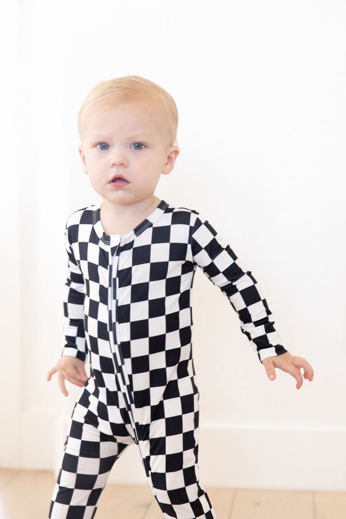BLACK + WHITE CHECKER | FOOTIE ONE PIECE