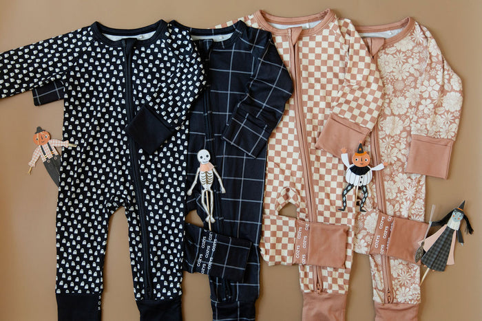 BLACK + WHITE GRID | ZIPPER ONE PIECE
