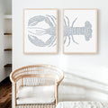 Blue Lobster - Set of 2  - Art Prints or Canvases - Jetty Home