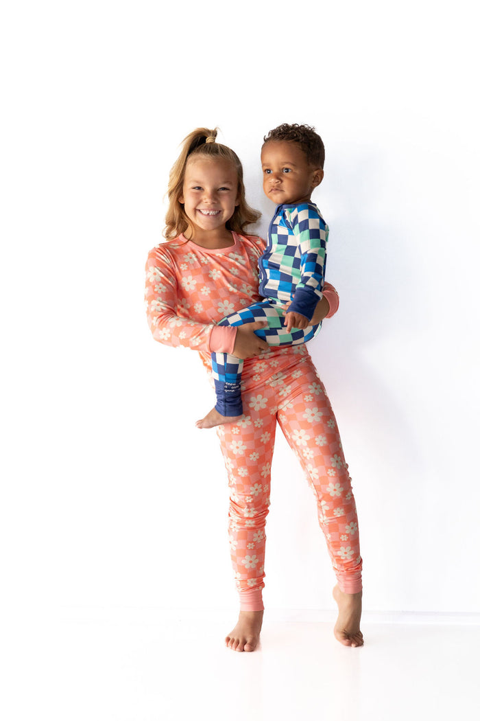 BLUE MULTICOLOR CHECKER | ZIPPER ONE PIECE