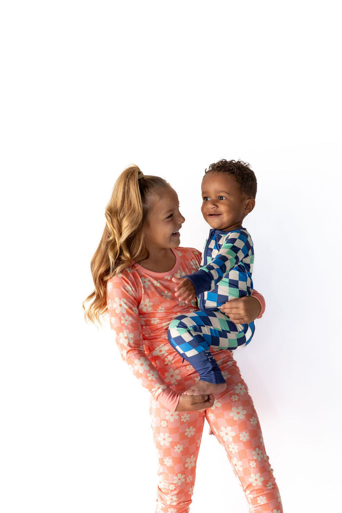 BLUE MULTICOLOR CHECKER | ZIPPER ONE PIECE