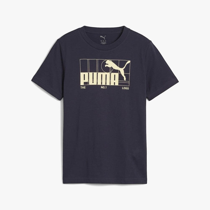 Puma Boys Graphic No 1 Logo Short Sleeve Tee New Navy | Puma