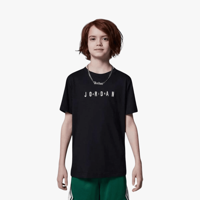 Nike Boys Jdb Mj Wordmark Emb Crew Short Sleeve Tee Black | Nike