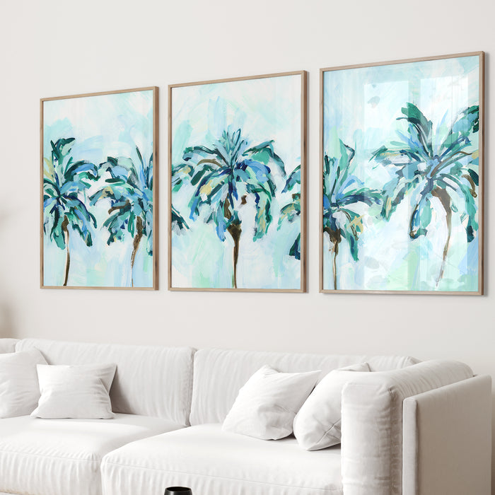 Breezy Island Palms - Set of 3  - Art Prints or Canvases - Jetty Home