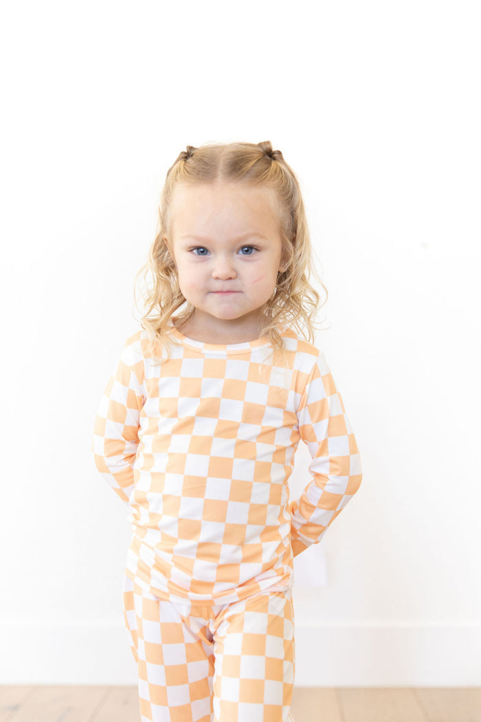 BRIGHT ORANGE + WHITE CHECKER | LONG SLEEVE