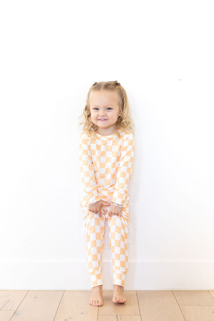 BRIGHT ORANGE + WHITE CHECKER | LONG SLEEVE
