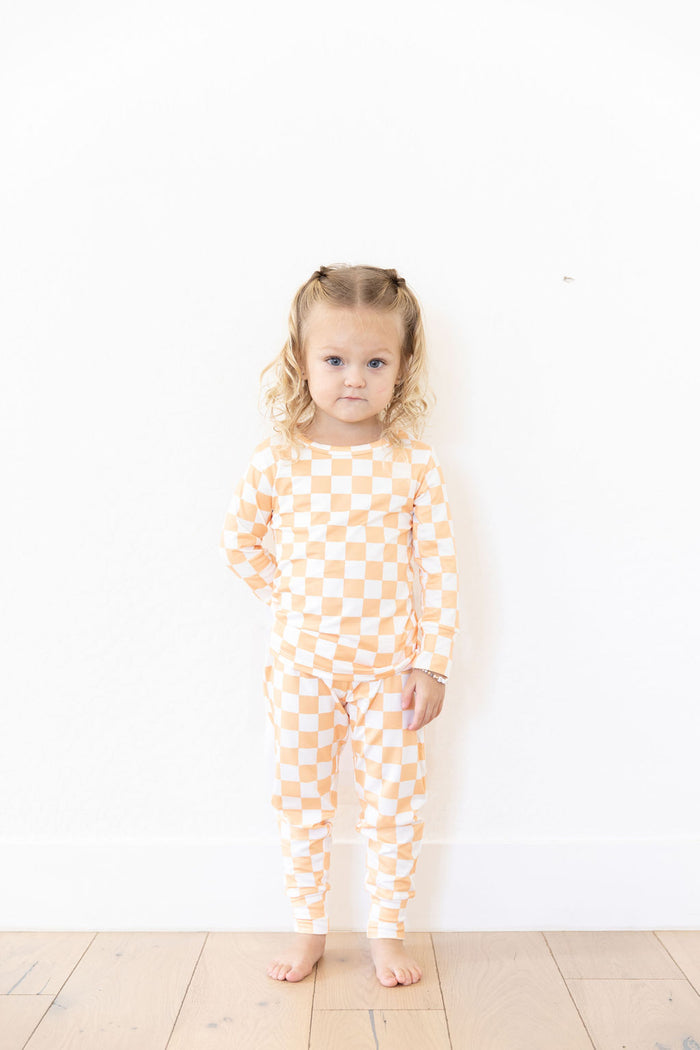 BRIGHT ORANGE + WHITE CHECKER | LONG SLEEVE