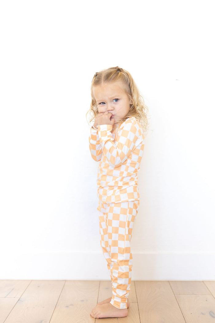 BRIGHT ORANGE + WHITE CHECKER | LONG SLEEVE