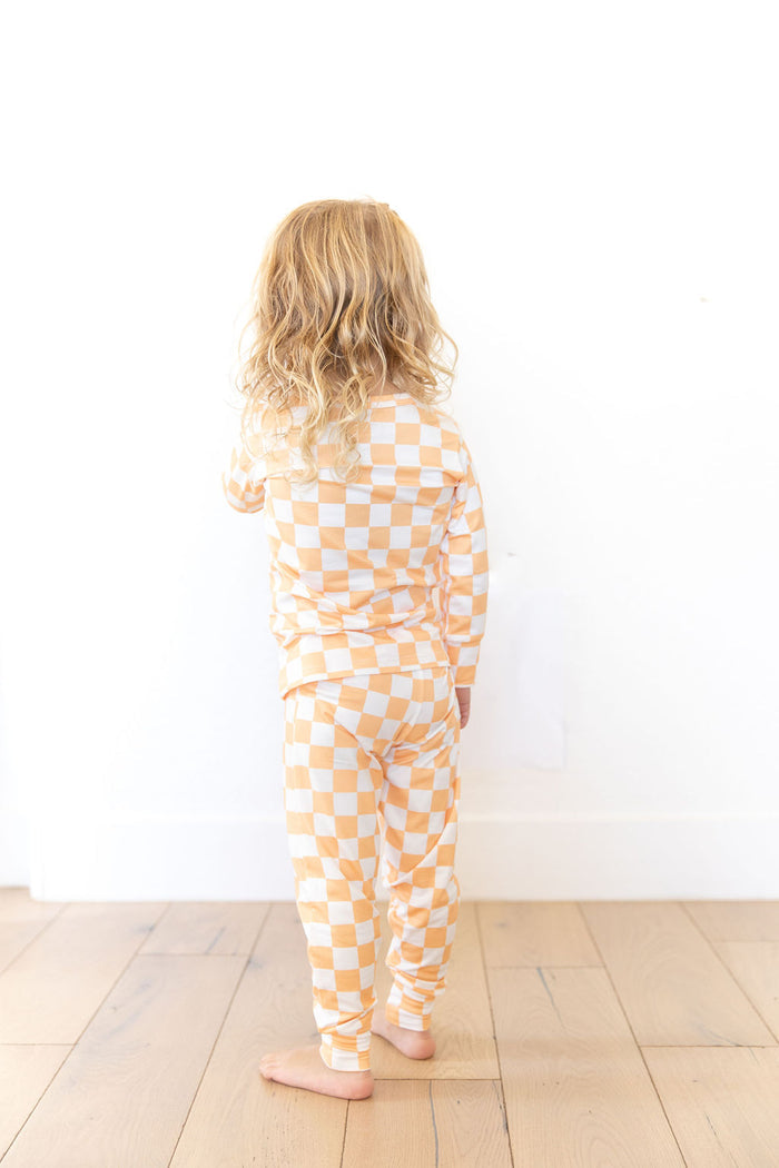BRIGHT ORANGE + WHITE CHECKER | LONG SLEEVE