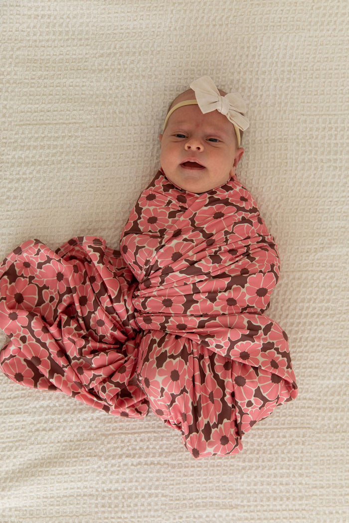 BROWN + PINK DAISIES | SWADDLE