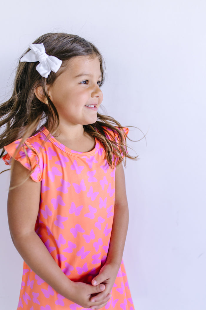 BUTTERFLIES | RUFFLE SLEEVE DRESS