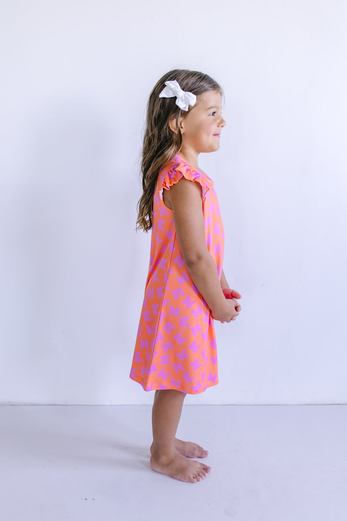 BUTTERFLIES | RUFFLE SLEEVE DRESS