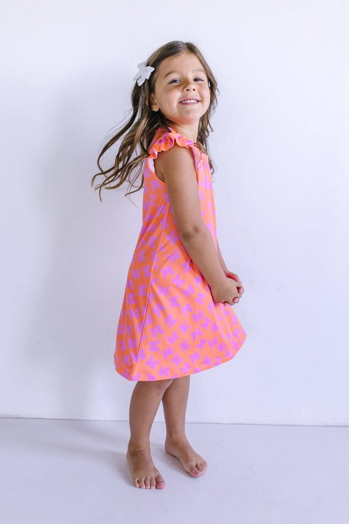 BUTTERFLIES | RUFFLE SLEEVE DRESS
