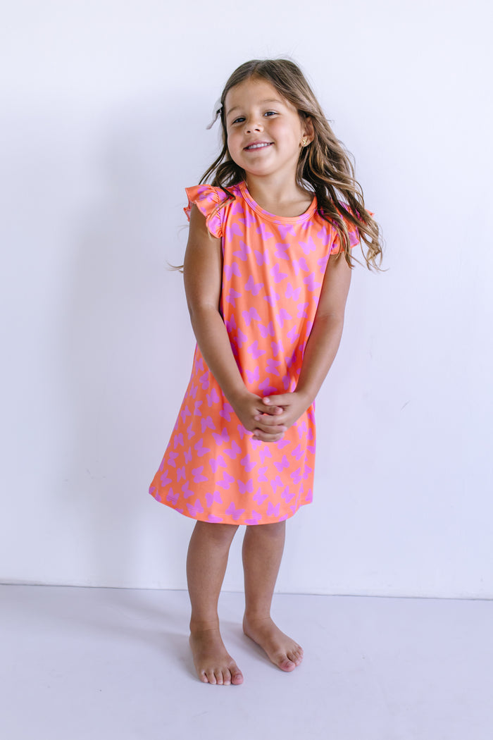 BUTTERFLIES | RUFFLE SLEEVE DRESS