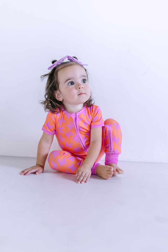 BUTTERFLIES | SHORT SLEEVE ZIPPER ONE PIECE