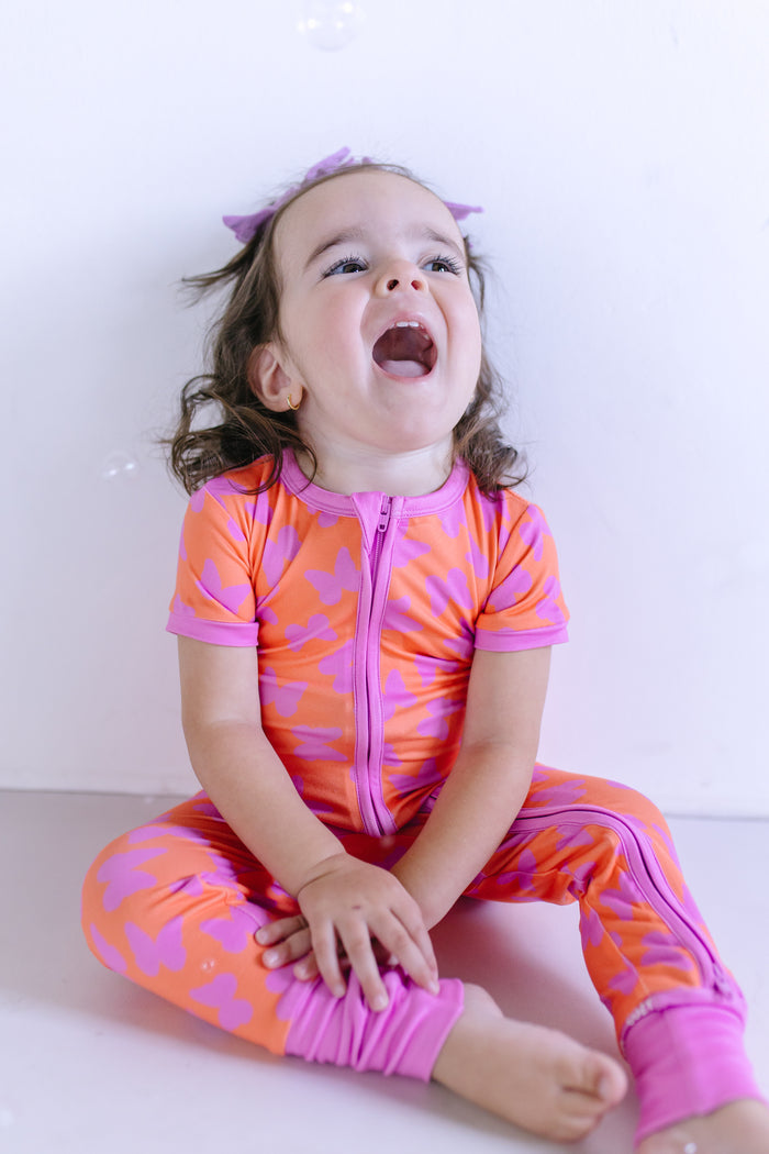 BUTTERFLIES | SHORT SLEEVE ZIPPER ONE PIECE