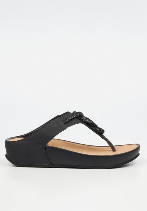 Butterfly Womens Delia 14 Wedge Sandal Black | Butterfly