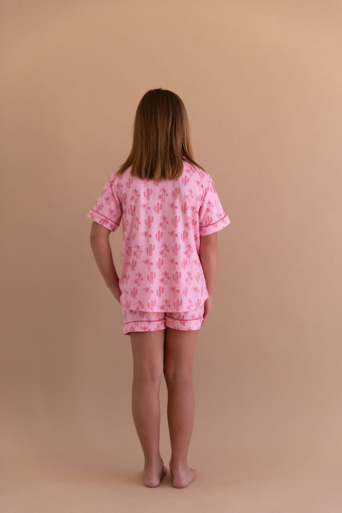 CACTUS PALM | GIRLS' BUTTON UP SHORT SLEEVE + SHORTS SET