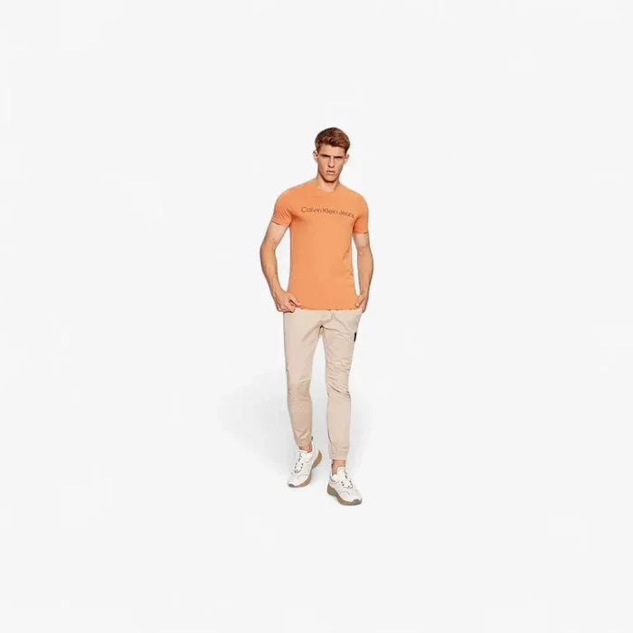 Calvin Klein Mens Institutional Logo Short Sleeve Tee Burnt Orange | Calvin Klein