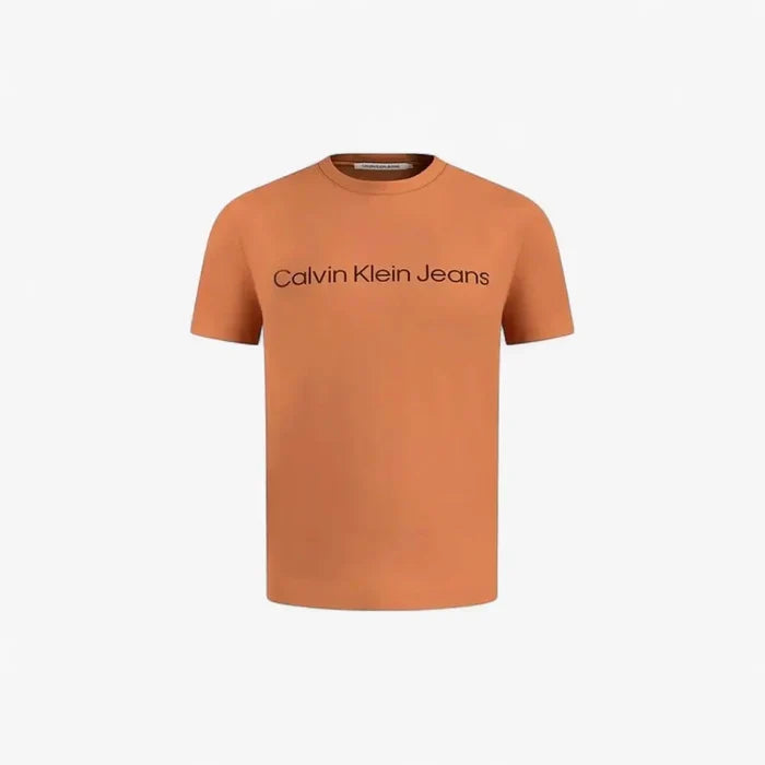 Calvin Klein Mens Institutional Logo Short Sleeve Tee Burnt Orange | Calvin Klein