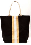 NolaCajun Campus Stripe Tote Bag Black White Gold Louisiana Saints Spirit Tote New Orleans