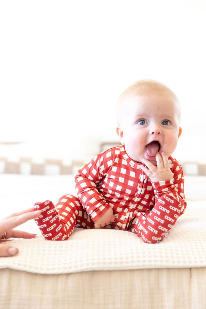 CANDY CANE GINGHAM | FOOTIE ONE PIECE