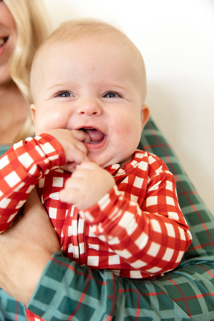 CANDY CANE GINGHAM | FOOTIE ONE PIECE