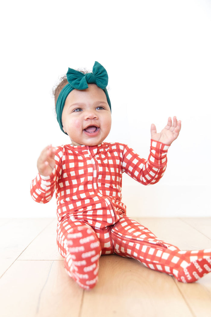 CANDY CANE GINGHAM | FOOTIE ONE PIECE