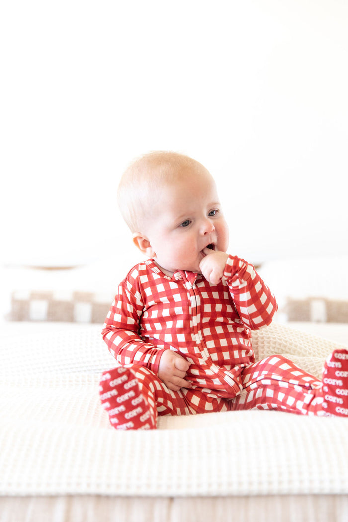 CANDY CANE GINGHAM | FOOTIE ONE PIECE
