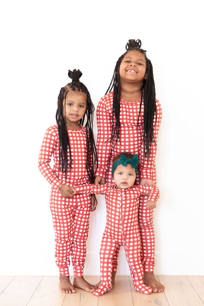 CANDY CANE GINGHAM | FOOTIE ONE PIECE