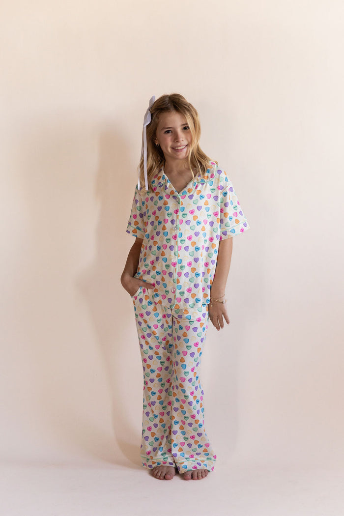 CANDY HEARTS | GIRLS' BUTTON UP SHORT SLEEVE SET