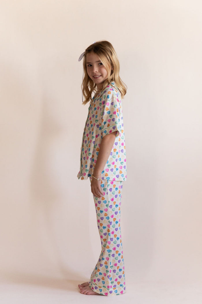 CANDY HEARTS | GIRLS' BUTTON UP SHORT SLEEVE SET