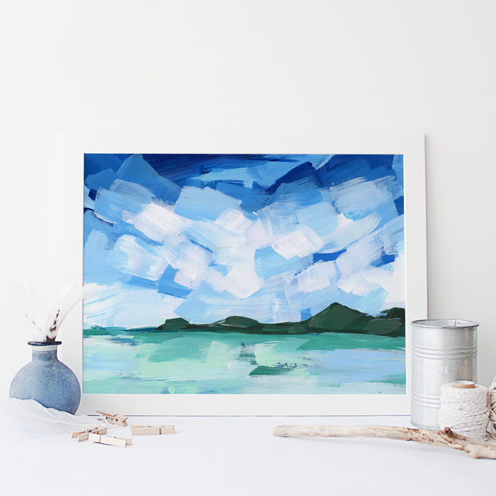Tropical Landscape Turquoise Mint Water Wall Art Print or Canvas - Jetty Home